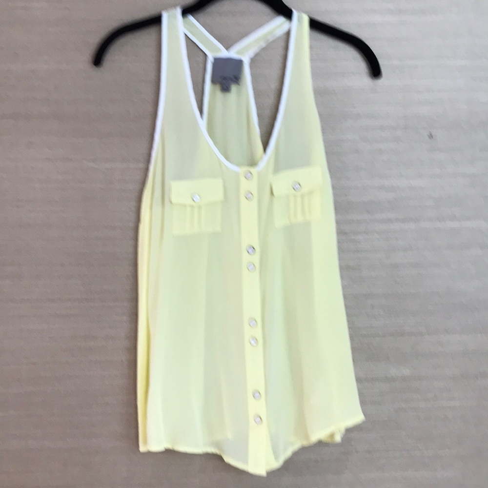 Yellow button down tank